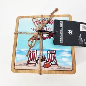 Alabama Crimson Tide Margaritaville Coasters 4PK Bamboo Cork The Memory Company
